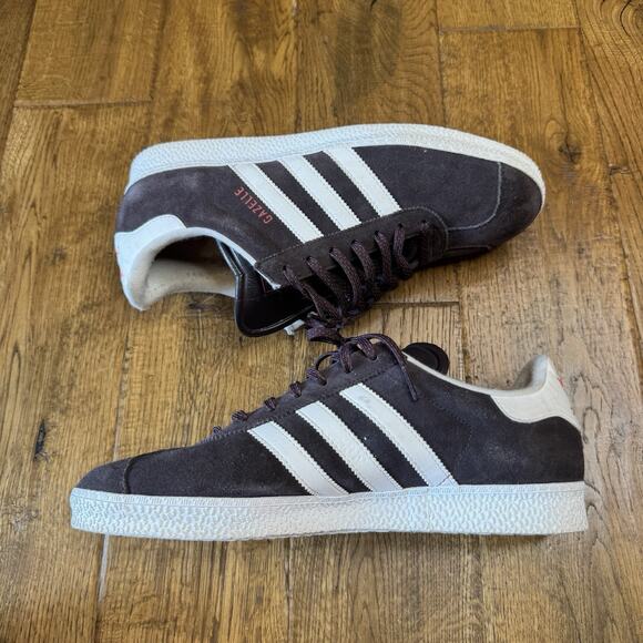 Adidas Gazelle Mens Sz 10 Deep Burgundy Plum White Sole Sneaker - Picture 9 of 11
